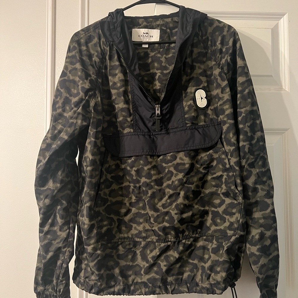 Authentic Coach Womens Anorak 1568 Camo Animal Water Resistant Jacket Sz Medium